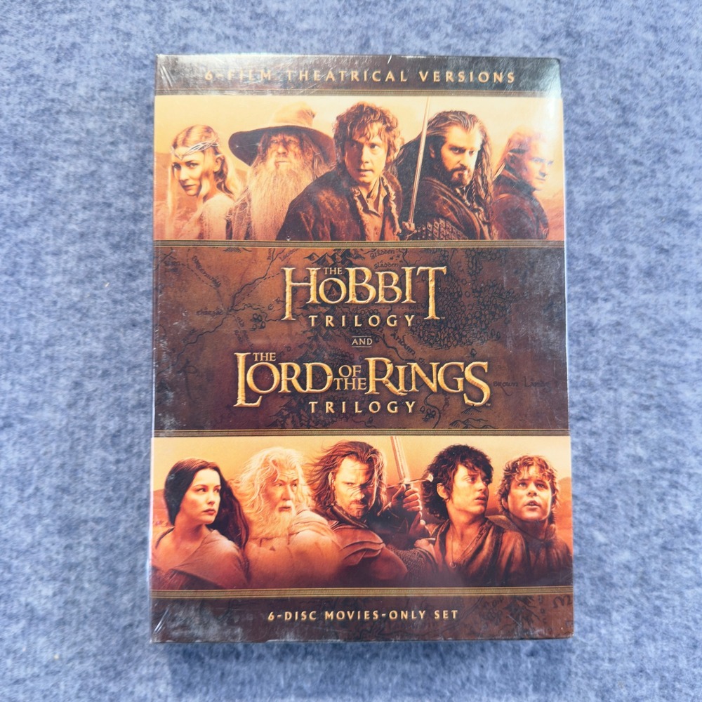 The Hobbit & Lord of the Rings Trilogy 6-Film Set DVD New Theatrical Versions